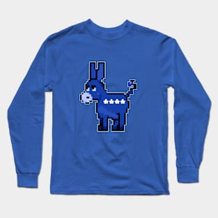 Democrat Donkey Pixel Art Political Long Sleeve T-Shirt